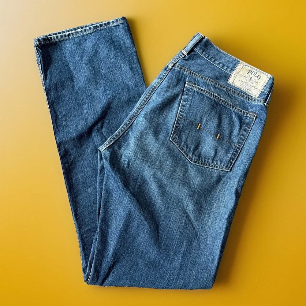 Vintage Polo Ralph Lauren Classic 867 Jeans Mens 34x34 Straight Leg Medium Blue